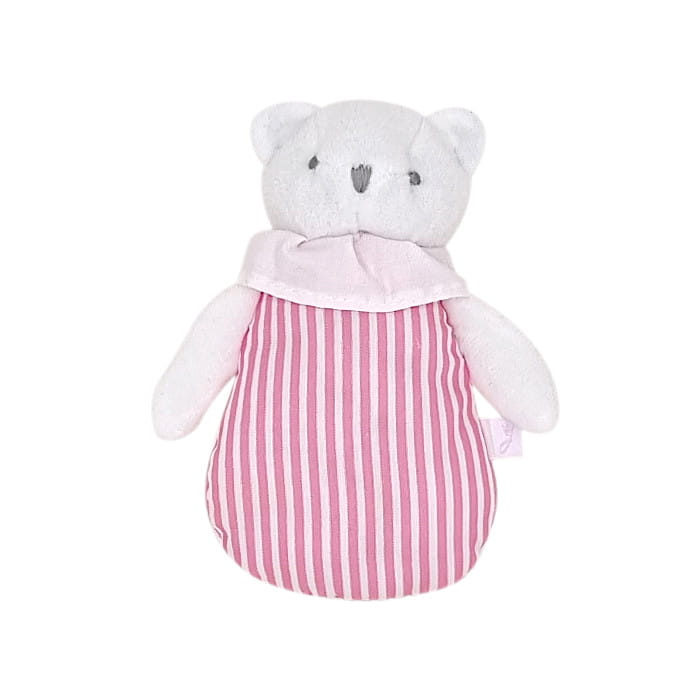 Peluche ourson blanc, marque Jacadi, bébé fille, vue de face, article de puériculture seconde main en état impeccable