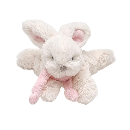 Peluche bébé écru/rose lapin allongé Jacadi, vue de dos, fille TU