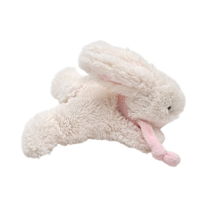 Peluche bébé fille Jacadi, écru/rose lapin allongé, taille unique, seconde main haut de gamme, vue de face
