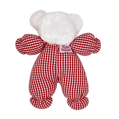 Peluche bébé rouge/blanc en vichy Tartine et Chocolat, vue de dos, mixte 26 cm mois