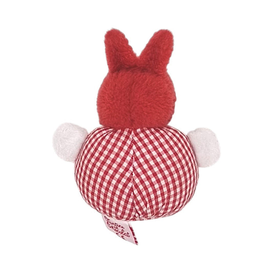 Peluche bébé rouge lapin boule Tartine et Chocolat, vue de dos, mixte TU