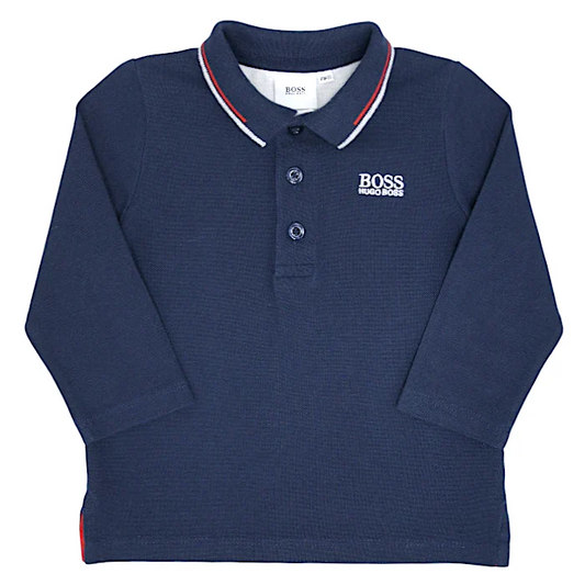 Polo bébé garçon bleu marine en coton piqué, taille 18 mois, marque Boss - seconde main haut de gamme