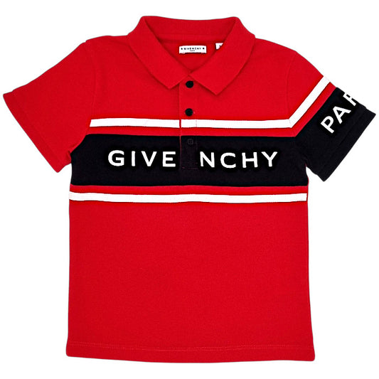 Polo bébé garçon Givenchy Kids, rouge manches courtes, taille 36 mois, seconde main luxe, vue de face