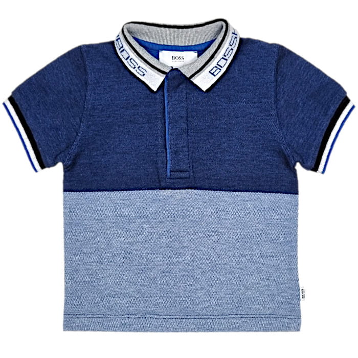 Polo Boss 6 mois bleu color block seconde main - Vêtement bébé garçon chic