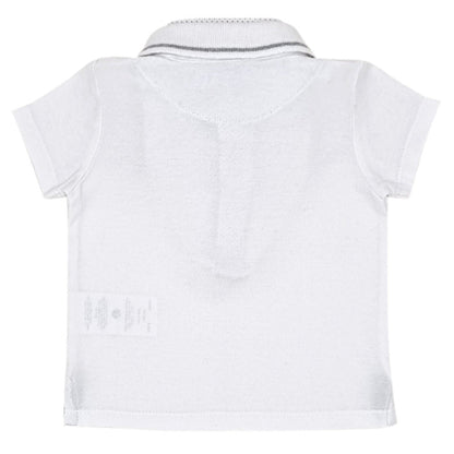 Polo bébé blanc double col IKKS, vue de dos, garçon 6 mois