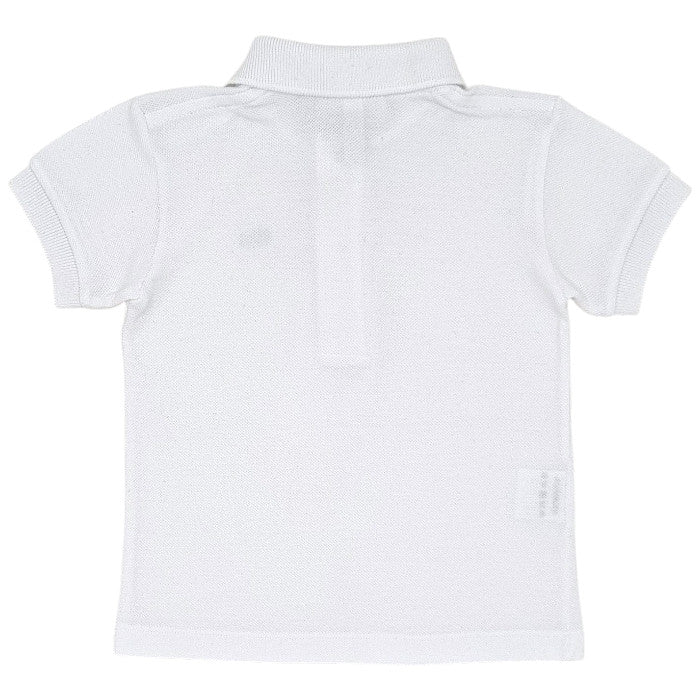 Polo bébé blanc en coton piqué Lacoste, vue de dos, garçon 12 mois