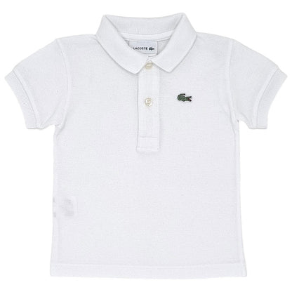 Polo bébé garçon Lacoste, blanc en coton piqué, taille 12 mois, seconde main haut de gamme, vue de face