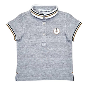 Polo bébé garçon Tartine et Chocolat, gris en coton, taille 12 mois, seconde main haut de gamme, vue de face