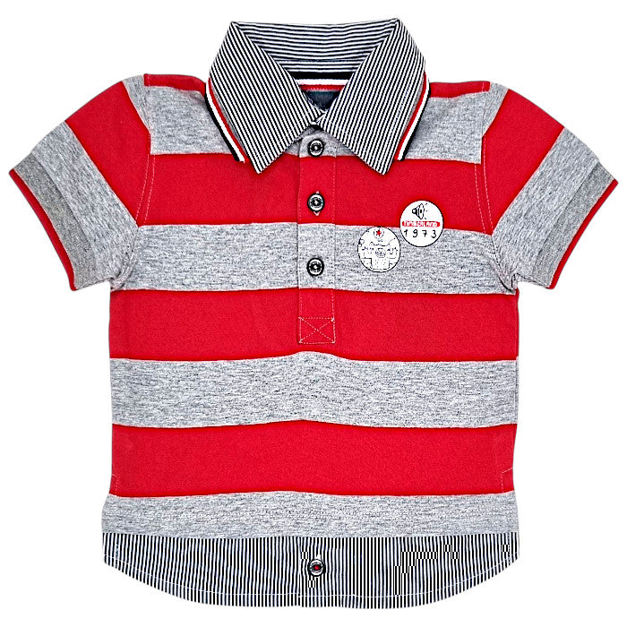 Polo bébé garçon Timberland Kids, gris/rouge effet trompe-l'œil, taille 18 mois, seconde main premium, vue de face