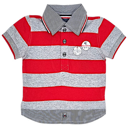 Polo bébé garçon Timberland Kids, gris/rouge effet trompe-l'œil, taille 18 mois, seconde main premium, vue de face