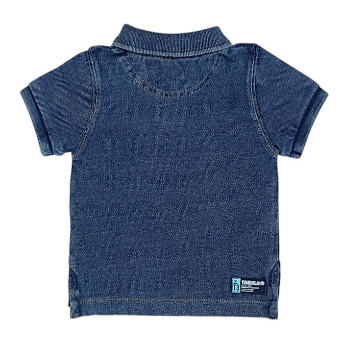 Polo bébé bleu motif 73 Timberland, vue de dos, garçon 3 mois