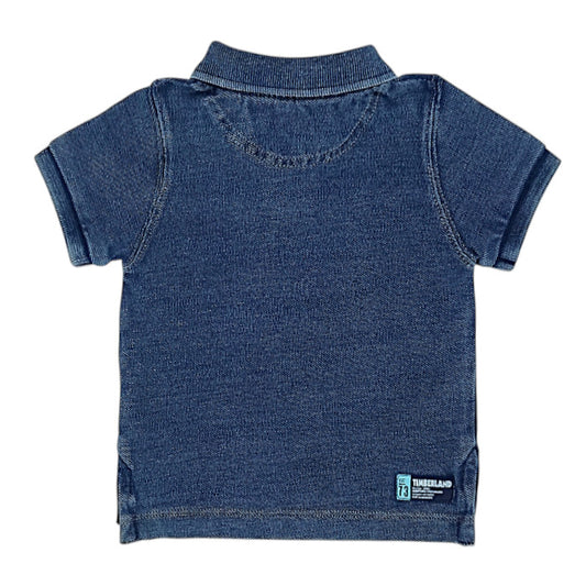 Polo bébé bleu motif 73 Timberland, vue de dos, garçon 3 mois
