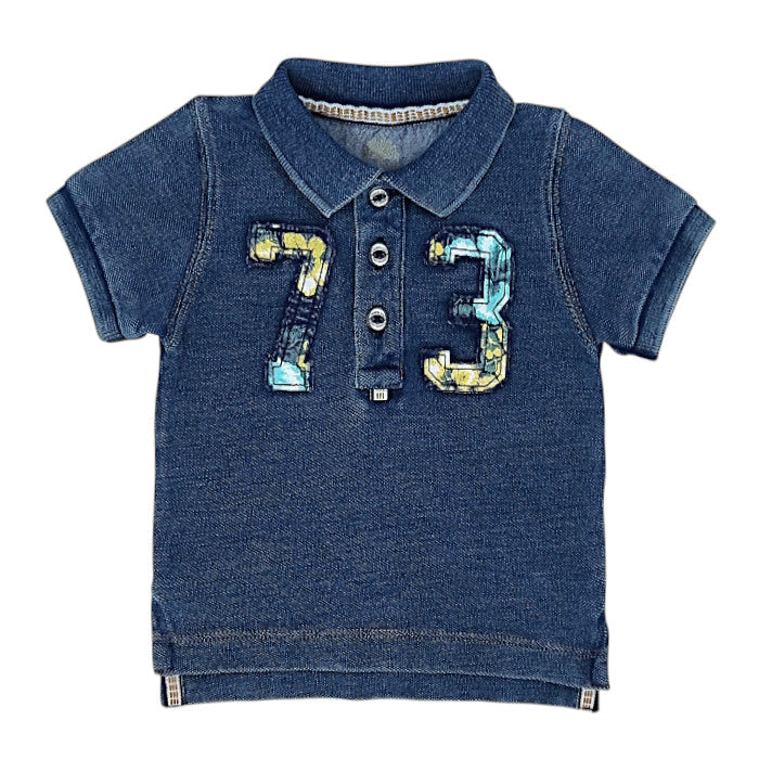 Polo bébé garçon Timberland Kids, bleu motif 73, taille 3 mois, seconde main premium, vue de face