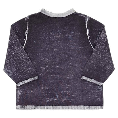 Pull bébé gris col boutonné Bonpoint, vue de dos, garçon 6 mois