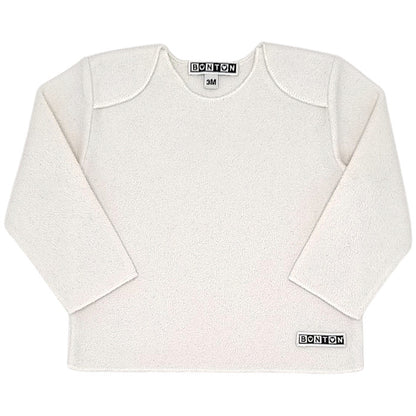 Pull bébé mixte Bonton, écru en polaire, taille 3 mois, seconde main haut de gamme, vue de face