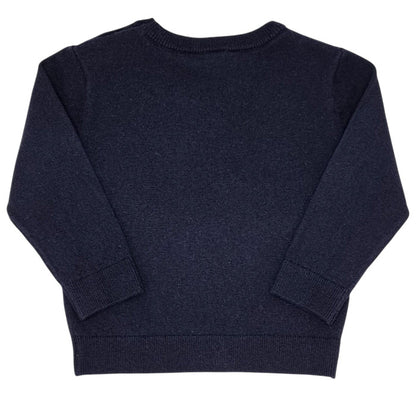 Pull bébé bleu marine en coton et laine Jacadi, vue de dos, garçon 12 mois