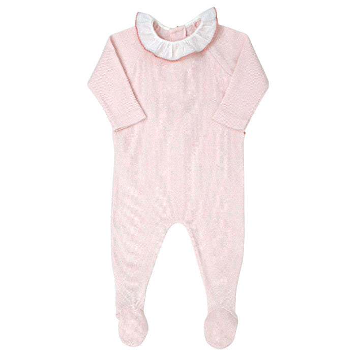 Pyjama bébé fille Bonpoint, rose en jersey côtelé, taille 3 mois, seconde main haut de gamme, vue de face