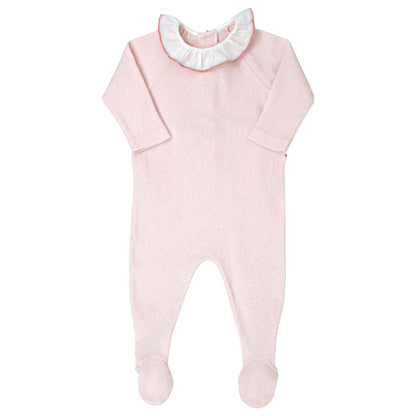 Pyjama bébé fille Bonpoint, rose en jersey côtelé, taille 3 mois, seconde main haut de gamme, vue de face