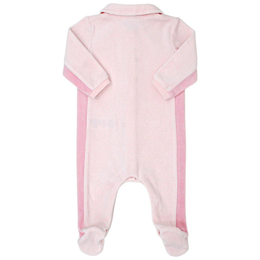 Pyjama bébé rose en velours Boss, vue de dos, fille 6 mois