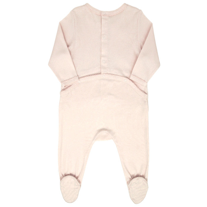 Pyjama bébé fille Chloé 6 mois, rose saumon, finition festonnée