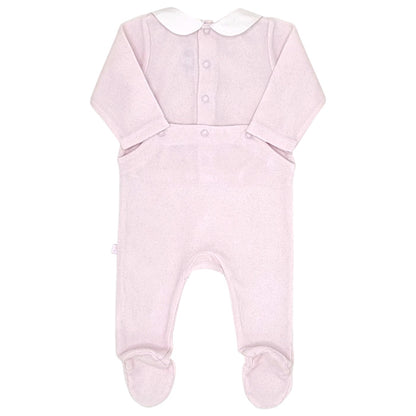 Pyjama bébé rose en velours Jacadi, vue de dos, fille 3 mois