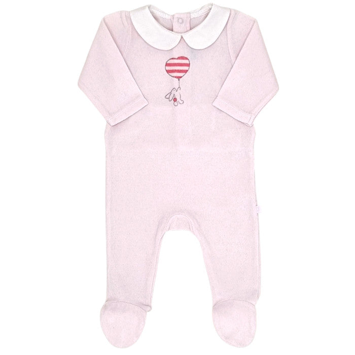 Pyjama bébé fille Jacadi, rose en velours, taille 3 mois, seconde main haut de gamme, vue de face