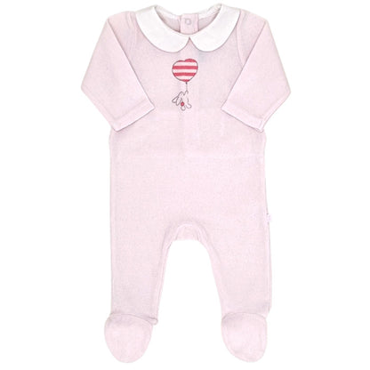 Pyjama bébé fille Jacadi, rose en velours, taille 3 mois, seconde main haut de gamme, vue de face