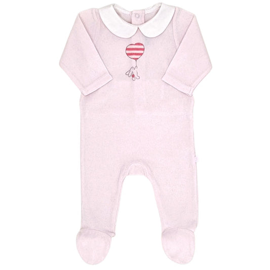 Pyjama bébé fille Jacadi, rose en velours, taille 3 mois, seconde main haut de gamme, vue de face