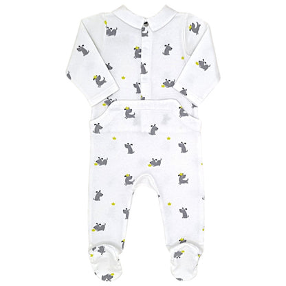 Pyjama bébé blanc motif chiens Jacadi, vue de dos, garçon 6 mois