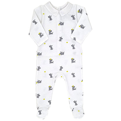 Pyjama bébé garçon Jacadi, blanc motif chiens, taille 6 mois, seconde main haut de gamme, vue de face