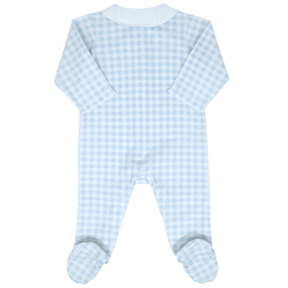Pyjama bébé garçon Jacadi 9 mois, blanc/bleu, imprimé à carreaux vichy