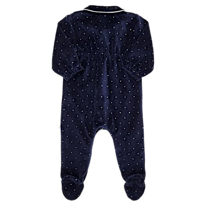 Pyjama marine velours, Jacadi, fille 6 mois, vue de dos, vêtement de seconde main pour bébé