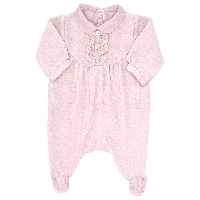 Pyjama bébé fille Repetto, rose en velours, taille 1 mois, seconde main premium, vue de face