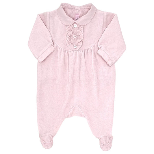 Pyjama bébé fille Repetto, rose en velours, taille 1 mois, seconde main premium, vue de face