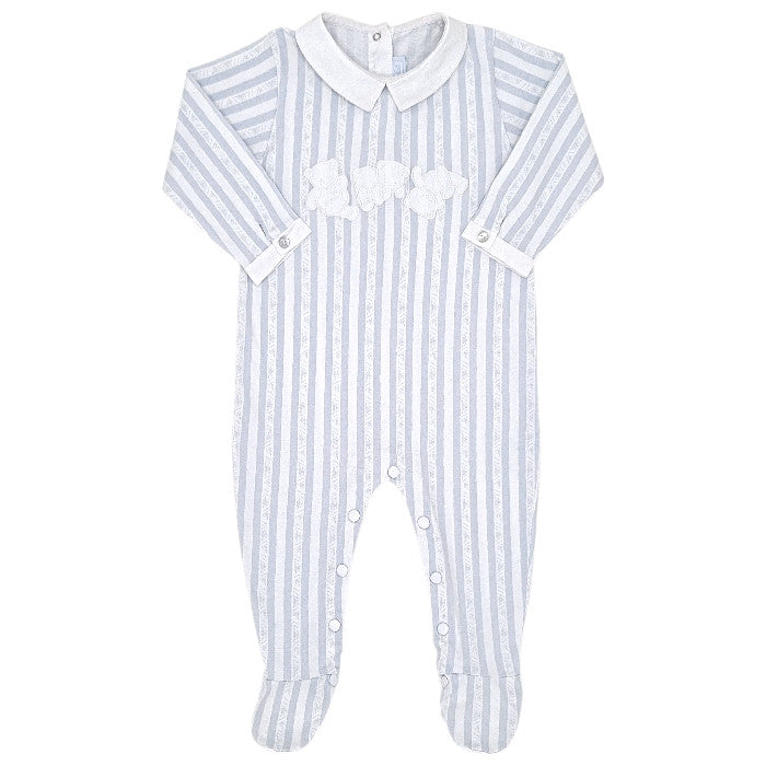 Pyjama bébé garçon Tartine et Chocolat, bleu rayure Garda, taille 12 mois, seconde main haut de gamme, vue de face