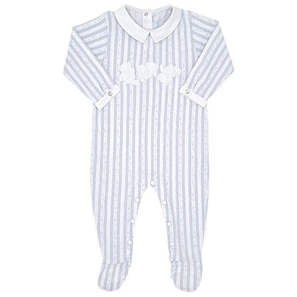 Pyjama bébé garçon Tartine et Chocolat, bleu rayure Garda, taille 12 mois, seconde main haut de gamme, vue de face