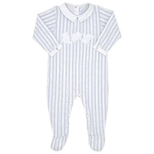 Pyjama bébé garçon Tartine et Chocolat, bleu rayure Garda, taille 12 mois, seconde main haut de gamme, vue de face
