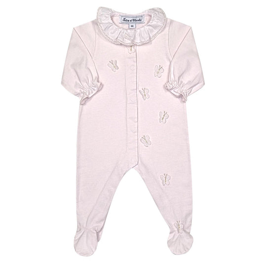 Pyjama bébé fille Tartine et Chocolat, rose pâle papillons, taille 6 mois, seconde main haut de gamme, vue de face
