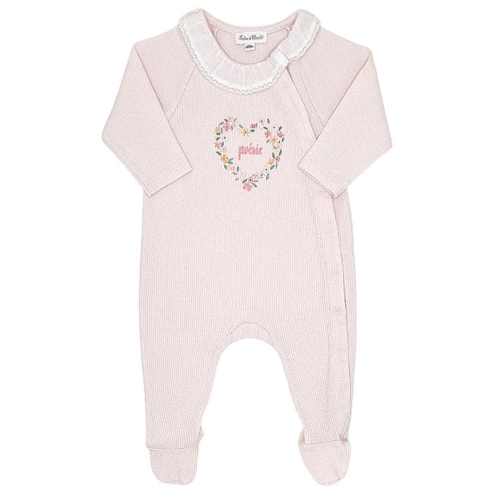 Pyjama bébé fille Tartine et Chocolat, rose à collerette, taille 9 mois, seconde main haut de gamme, vue de face