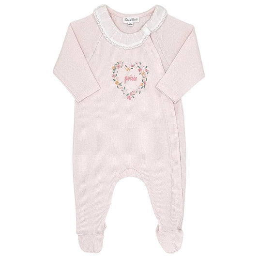 Pyjama bébé fille Tartine et Chocolat, rose à collerette, taille 9 mois, seconde main haut de gamme, vue de face