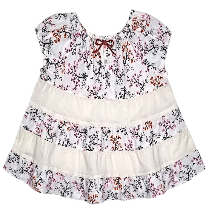 Vêtement fille 6 mois d'occasion - Robe bébé Bonpoint blanche imprimé fleuri