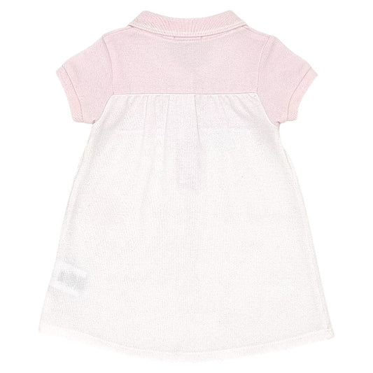 Robe bébé rose/blanc en maille piquée Boss, vue de dos, fille 9 mois