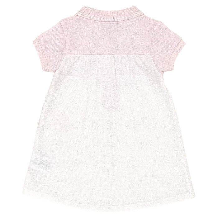 Robe bébé rose/blanc en maille piquée Boss, vue de dos, fille 9 mois