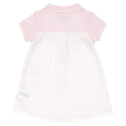 Robe bébé rose/blanc en maille piquée Boss, vue de dos, fille 9 mois