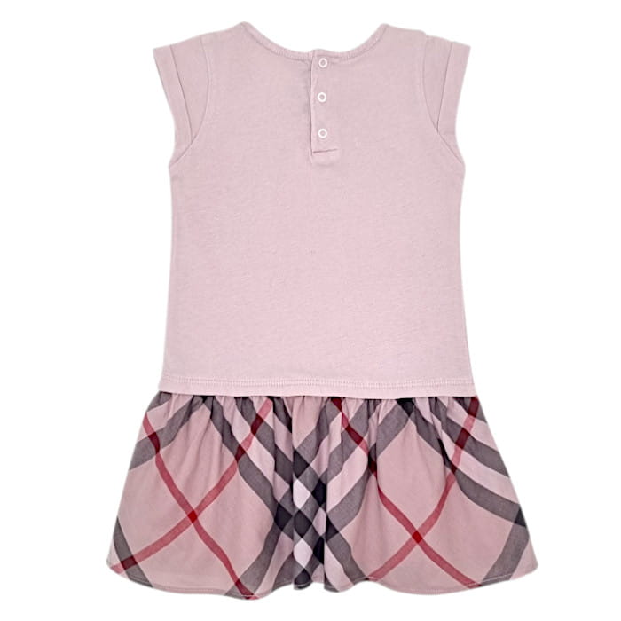 Robe rose à carreaux, marque Burberry, fille 18 mois, vue de dos, vêtement bébé de luxe seconde main en état impeccable