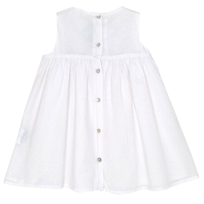 Robe de cérémonie bébé blanc à smocks Tartine et Chocolat, vue de dos, fille 18 mois