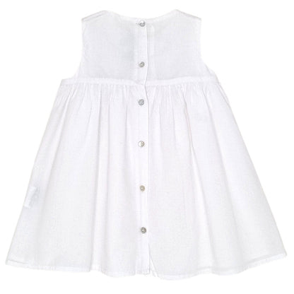 Robe de cérémonie bébé blanc à smocks Tartine et Chocolat, vue de dos, fille 18 mois