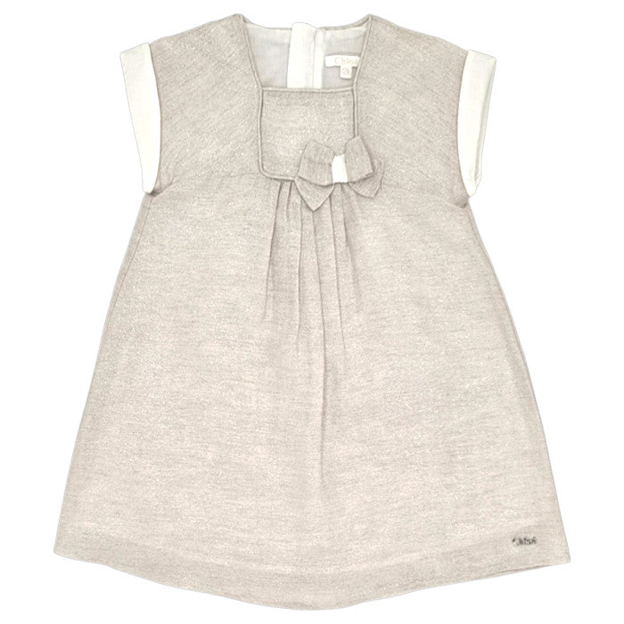 Robe de fête bébé fille Chloé, beige pailletée, taille 12 mois, seconde main luxe, vue de face