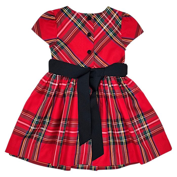 Robe de fête bébé rouge motif tartan Ralph Lauren, vue de dos, fille 12 mois