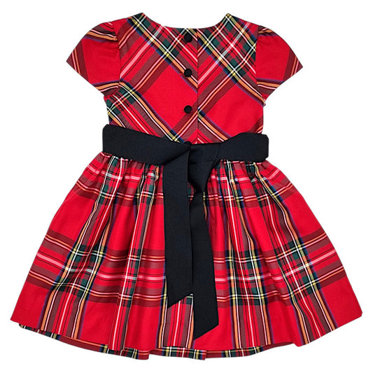 Robe de fête bébé rouge motif tartan Ralph Lauren, vue de dos, fille 12 mois